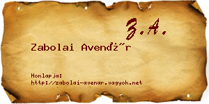 Zabolai Avenár névjegykártya